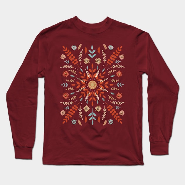 Folk Art Christmas Design Long Sleeve T-Shirt by SWON Design